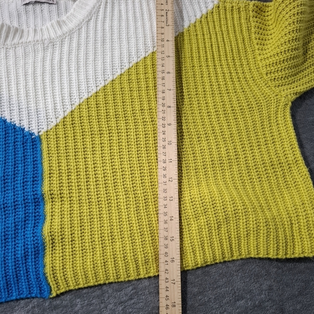 Sincerely Jules Color Block Cropped Knit Sweater Oversize See Measures - Picture 4 of 7